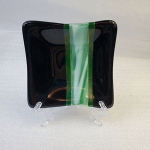 Fused Art Glass Colorful Trinket Dish
